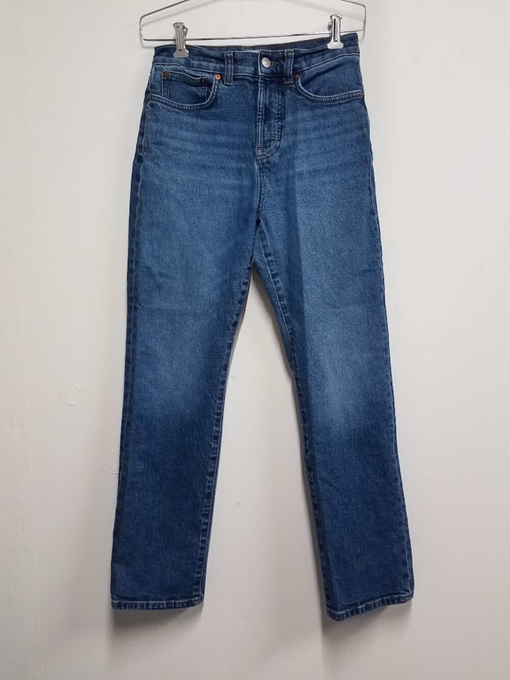 Madewell Mid Rise 90s Straight Jean Barlow Wash Blue Stretch Womens 26P NM749